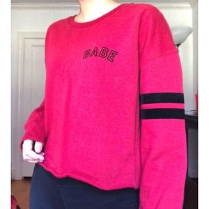 La Hearts red “babe” cropped sweatshirt